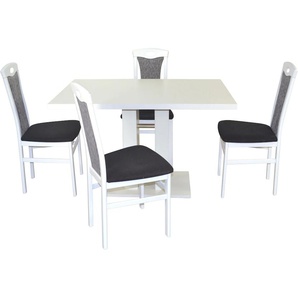 Essgruppe HOFMANN LIVING AND MORE 5tlg. Tischgruppe Sitzmöbel-Sets Gr. B/H/T: 45 cm x 95 cm x 48 cm, Polyester, weiß, schwarz (schwarz, schwarz, weiß) Essgruppen Stühle montiert