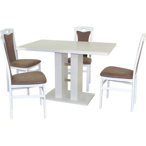 Essgruppe HOFMANN LIVING AND MORE 5tlg. Tischgruppe Sitzmöbel-Sets Gr. B/H/T: 45 cm x 95 cm x 48 cm, Polyester, weiß (weiß, braun, weiß) Essgruppen Stühle montiert