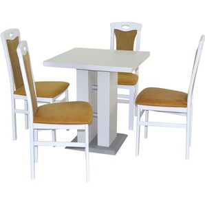 Essgruppe HOFMANN LIVING AND MORE 5tlg. Tischgruppe Sitzmöbel-Sets Gr. B/H/T: 45 cm x 95 cm x 48 cm, Polyester, weiß (weiß, gelb, weiß) Essgruppen Stühle montiert