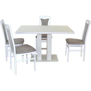 Essgruppe HOFMANN LIVING AND MORE 5tlg. Tischgruppe Sitzmöbel-Sets Gr. B/H/T: 45 cm x 95 cm x 48 cm, Polyester, weiß (weiß, grau, weiß) Essgruppen