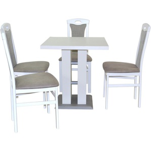Essgruppe HOFMANN LIVING AND MORE 5tlg. Tischgruppe Sitzmöbel-Sets Gr. B/H/T: 45 cm x 95 cm x 48 cm, Polyester, weiß (weiß, grau, weiß) Essgruppen Stühle montiert