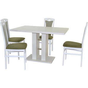 Essgruppe HOFMANN LIVING AND MORE 5tlg. Tischgruppe Sitzmöbel-Sets Gr. B/H/T: 45 cm x 95 cm x 48 cm, Polyester, weiß (weiß, grün, weiß) Essgruppen