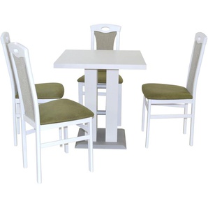 Essgruppe HOFMANN LIVING AND MORE 5tlg. Tischgruppe Sitzmöbel-Sets Gr. B/H/T: 45 cm x 95 cm x 48 cm, Polyester, weiß (weiß, grün, weiß) Essgruppen Stühle montiert