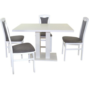 Essgruppe HOFMANN LIVING AND MORE 5tlg. Tischgruppe Sitzmöbel-Sets Gr. B/H/T: 45 cm x 95 cm x 48 cm, Polyester, weiß (weiß, schwarz, weiß) Essgruppen