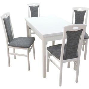 Essgruppe HOFMANN LIVING AND MORE 5tlg. Tischgruppe Sitzmöbel-Sets Gr. B/H/T: 45 cm x 95 cm x 48 cm, Stoff, Ansteckplatten, grau (grau, grau, weiß) Essgruppen Stühle montiert