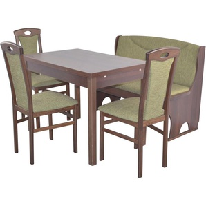 Essgruppe HOFMANN LIVING AND MORE 5tlg. Tischgruppe Sitzmöbel-Sets Gr. B/H/T: 45 cm x 95 cm x 48 cm, Stoff, Ansteckplatten, grün (oliv, oliv, nussbaum, nachbildung) Essgruppen Stühle montiert