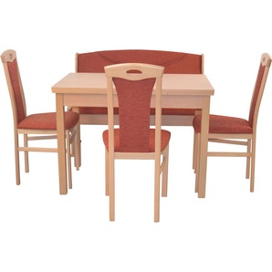 Essgruppe HOFMANN LIVING AND MORE 5tlg. Tischgruppe Sitzmöbel-Sets Gr. B/H/T: 45 cm x 95 cm x 48 cm, Stoff, Ansteckplatten, orange (terra, terra, buche, nachbildung) Essgruppen Stühle montiert