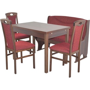 Essgruppe HOFMANN LIVING AND MORE 5tlg. Tischgruppe Sitzmöbel-Sets Gr. B/H/T: 45 cm x 95 cm x 48 cm, Stoff, Ansteckplatten, rot (bordeau x, bordeau nussbaum, nachbildung) Essgruppen Stühle montiert