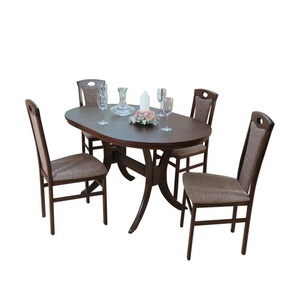 Essgruppe HOFMANN LIVING AND MORE 5tlg. Tischgruppe Sitzmöbel-Sets Gr. B/H/T: 45 cm x 95 cm x 48 cm, Stoff, Einlegeplatte, braun (cappuccino, cappuccino, nussbaum, nachbildung) Essgruppen Stühle montiert