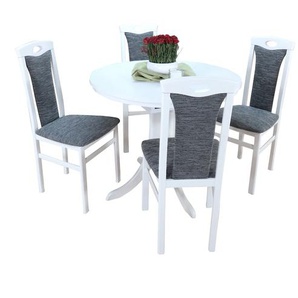 Essgruppe HOFMANN LIVING AND MORE 5tlg. Tischgruppe Sitzmöbel-Sets Gr. B/H/T: 45 cm x 95 cm x 48 cm, Stoff, Einlegeplatte, grau (grau, grau, weiß) Essgruppen