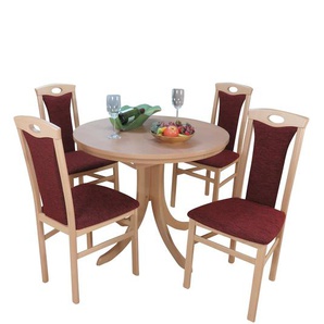 Essgruppe HOFMANN LIVING AND MORE 5tlg. Tischgruppe Sitzmöbel-Sets Gr. B/H/T: 45 cm x 95 cm x 48 cm, Stoff, Einlegeplatte, rot (bordeau x, bordeau buche, nachbildung) Essgruppen