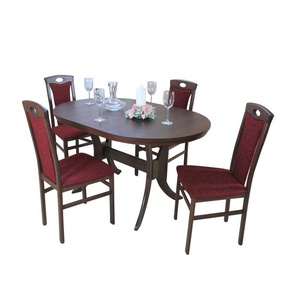 Essgruppe HOFMANN LIVING AND MORE 5tlg. Tischgruppe Sitzmöbel-Sets Gr. B/H/T: 45 cm x 95 cm x 48 cm, Stoff, Einlegeplatte, rot (bordeau x, bordeau nussbaum, nachbildung) Essgruppen Stühle montiert