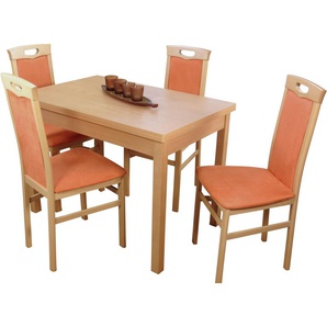 Essgruppe HOFMANN LIVING AND MORE 5tlg. Tischgruppe Sitzmöbel-Sets Gr. B/H/T: 45 cm x 96 cm x 48 cm, Stoff, buche, nachbildung, grün, nachbildung Essgruppen Stühle montiert