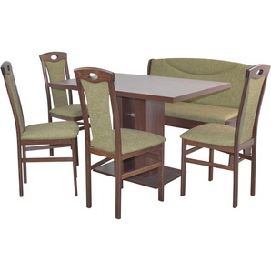 Essgruppe HOFMANN LIVING AND MORE 6tlg. Tischgruppe Sitzmöbel-Sets Gr. B/H/T: 45 cm x 95 cm x 48 cm, Stoff, grün (oliv, oliv, nussbaum, nachbildung) Essgruppen Stühle montiert