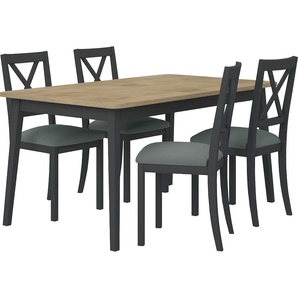Essgruppe HOME AFFAIRE Aldo Olivia Sitzmöbel-Sets Gr. Einlegeplatte, Set 2 grau_9502, braun (eiche chalet) Essgruppen bestehend aus Esstisch »Aldo« Breite 120 cm und 4 Stühlen »Olivia«