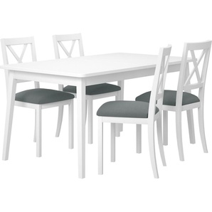 Essgruppe HOME AFFAIRE Aldo Olivia Sitzmöbel-Sets Gr. Einlegeplatte, Set 2 weiß_9502, weiß Essgruppen bestehend aus Esstisch »Aldo« Breite 120 cm und 4 Stühlen »Olivia«