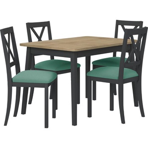 Essgruppe HOME AFFAIRE Aldo Olivia Sitzmöbel-Sets Gr. Set 1 grau_9107, braun (eiche chalet) Essgruppen bestehend aus Esstisch »Aldo« Breite 120 cm und 4 Stühlen »Olivia«