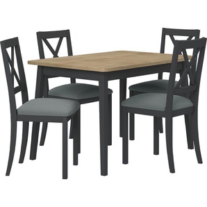 Essgruppe HOME AFFAIRE Aldo Olivia Sitzmöbel-Sets Gr. Set 1 grau_9502, braun (eiche chalet) Essgruppen bestehend aus Esstisch »Aldo« Breite 120 cm und 4 Stühlen »Olivia«