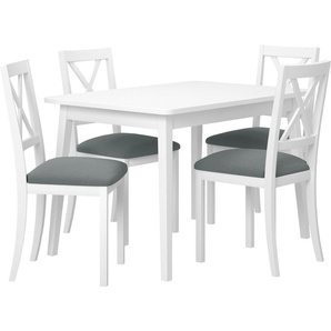 Essgruppe HOME AFFAIRE Aldo Olivia Sitzmöbel-Sets Gr. Set_1_weiß_9502, weiß Essgruppen bestehend aus Esstisch »Aldo« Breite 120 cm und 4 Stühlen »Olivia«