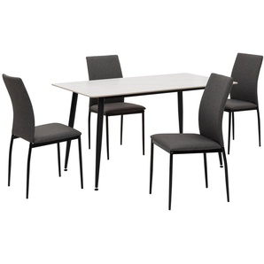 Essgruppe HOME AFFAIRE ALIZIA Sitzmöbel-Sets schwarz-weiß (marmoroptik weiß matt, anthrazit) Essgruppen Tisch gesinterter Stein 140 cm, Flachgewebe, Belastbarkeit 120 KG