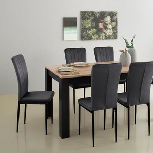 Essgruppe HOME AFFAIRE Bergamo Sitzmöbel-Sets Gr. B/H/T: 160 cm x 75 cm x 88,5 cm, Samt, grau (grau, grau, schwarz) Essgruppen