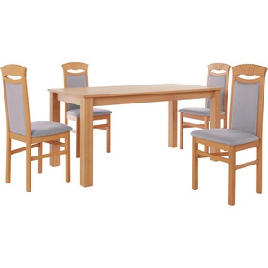 Essgruppe HOME AFFAIRE Luisa + Franz Set Sitzmöbel-Sets Gr. B/H/T: 160 cm x 76 cm x 80 cm, grau (anthrazit, natur) Essgruppen Buche Massivholz