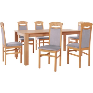 Essgruppe HOME AFFAIRE Luisa + Franz Set Sitzmöbel-Sets Gr. B/H/T: 180 cm x 76 cm x 90 cm, grau (anthrazit, natur) Essgruppen Buche Massivholz