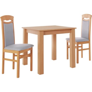 Essgruppe HOME AFFAIRE Luisa + Franz Set Sitzmöbel-Sets Gr. B/H/T: 80 cm x 76 cm x 80 cm, grau (anthrazit, natur) Essgruppen Buche Massivholz