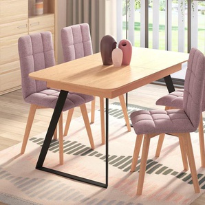 Essgruppe HOME AFFAIRE Scala Sitzmöbel-Sets Gr. Einlegeplatte, rosa (rosa (keila 9180)) Essgruppen aus massiver Eiche