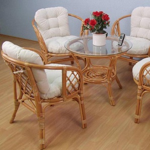 Essgruppe HOME AFFAIRE, gelb (honigfarben), Sitzmöbel-Sets, honigfarben, inklusive Kissenauflagen