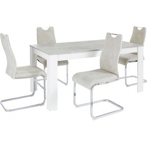 Essgruppe HOMEXPERTS Zabona Sitzmöbel-Sets beige Essgruppen Sitzmöbel-Sets 4 Stühle und 1 Tisch