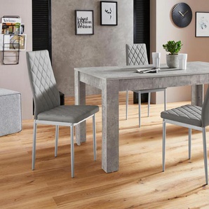 Essgruppe INOSIGN Lynn160/Brooke Sitzmöbel-Sets Gr. B: 160 cm, grau (beton optik, grau) Essgruppen Tisch mit 4 Stühlen