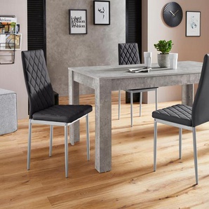 Essgruppe INOSIGN Lynn160/Brooke Sitzmöbel-Sets Gr. B: 160 cm, grau (beton optik, schwarz) Essgruppen Tisch mit 4 Stühlen