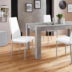 Essgruppe INOSIGN Lynn160/Brooke Sitzmöbel-Sets Gr. B: 160 cm, grau (beton optik, weiß) Essgruppen Tisch mit 4 Stühlen