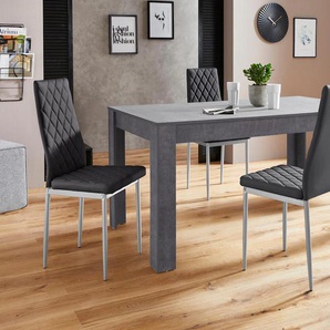Essgruppe INOSIGN Lynn160/Brooke Sitzmöbel-Sets Gr. B: 160 cm, grau (schieferfarben, schwarz) Essgruppen Tisch mit 4 Stühlen