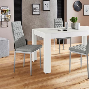 Essgruppe INOSIGN Lynn160/Brooke Sitzmöbel-Sets Gr. B: 160 cm, weiß (weiß, grau) Essgruppen Tisch mit 4 Stühlen