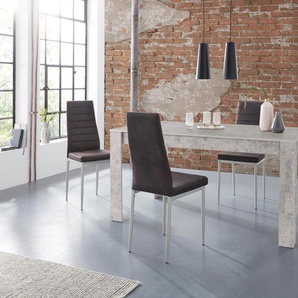 Essgruppe INOSIGN Lynn160/Kate Sitzmöbel-Sets Gr. B: 160 cm, grau (beton optik, anthracite) Essgruppen Tisch mit 4 Stühlen