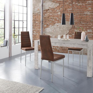 Essgruppe INOSIGN Lynn160/Kate Sitzmöbel-Sets Gr. B: 160 cm, grau (beton optik, braun) Essgruppen Tisch mit 4 Stühlen