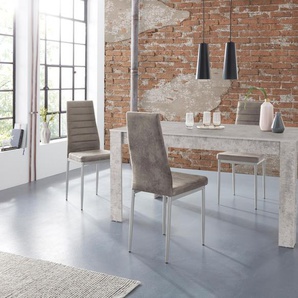 Essgruppe INOSIGN Lynn160/Kate Sitzmöbel-Sets Gr. B: 160 cm, grau (beton optik, hellgrau) Essgruppen Tisch mit 4 Stühlen