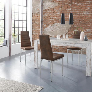 Essgruppe INOSIGN Lynn160/Kate Sitzmöbel-Sets Gr. B: 160 cm, weiß (antikweiß, braun) Essgruppen Tisch mit 4 Stühlen