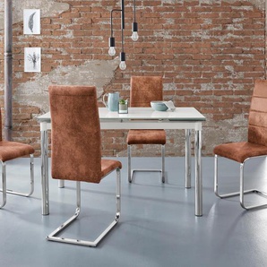 Essgruppe INOSIGN Nelson/Cosy Sitzmöbel-Sets braun (grau, braun) Essgruppen mit 4 Stühlen, Tisch ausziehbar, Breite 140-200 cm