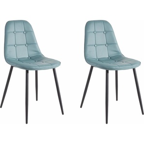 Essgruppe INOSIGN Sabine + Luna Sitzmöbel-Sets blau (blau, weiß hochglanz) Essgruppen Sitzmöbel-Sets Esstisch, Breite 120 cm und 4 Esszimmerstühle, Bezug in Kunstleder
