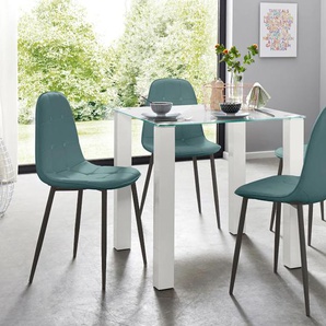 Essgruppe INOSIGN Sitzmöbel-Sets Gr. B: 80 cm, blau (weiß, blau) Essgruppen Sitzmöbel-Sets mit Glastisch, Breite 80 cm