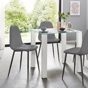 Essgruppe INOSIGN Sitzmöbel-Sets Gr. B: 80 cm, grau (weiß, grau) Essgruppen Sitzmöbel-Sets mit Glastisch, Breite 80 cm