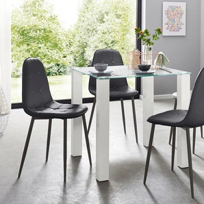 Essgruppe INOSIGN Sitzmöbel-Sets Gr. B: 80 cm, schwarz-weiß (weiß, schwarz) Essgruppen Sitzmöbel-Sets mit Glastisch, Breite 80 cm