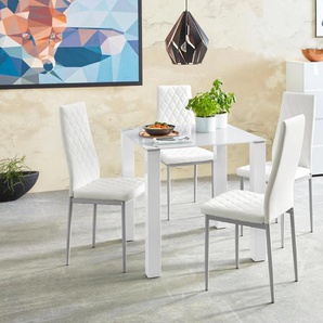 Essgruppe INOSIGN Sitzmöbel-Sets Gr. B: 80 cm, weiß (weiß, weiß) Essgruppen mit Glastisch, Breite 80 cm