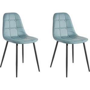 Essgruppe INOSIGN Sitzmöbel-Sets blau (blau, weiß hochglanz) Essgruppen Esstisch, Breite 120 cm und 4 Esszimmerstühle, Bezug in Kunstleder