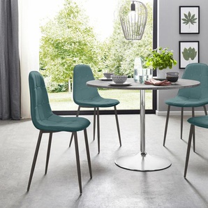Essgruppe INOSIGN Sitzmöbel-Sets blau (zement, optik, blau) Essgruppen Sitzmöbel-Sets mit rundem Tisch im Zement-Optik
