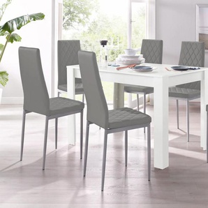 Essgruppe INOSIGN Sitzmöbel-Sets Gr. B: 120 cm, weiß (weiß mit struktur, grau) Essgruppen Tisch in Weiß, Breite 120 cm