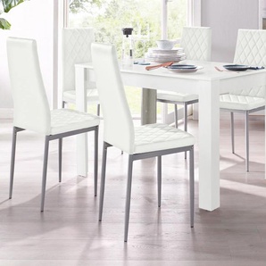 Essgruppe INOSIGN Sitzmöbel-Sets Gr. B: 120 cm, weiß (weiß mit struktur, weiß) Essgruppen Tisch in Weiß, Breite 120 cm
